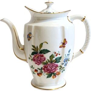 Royal Crown Derby Days Coffee Pot Bone China Floral Butterfly Gold Trim A.1308